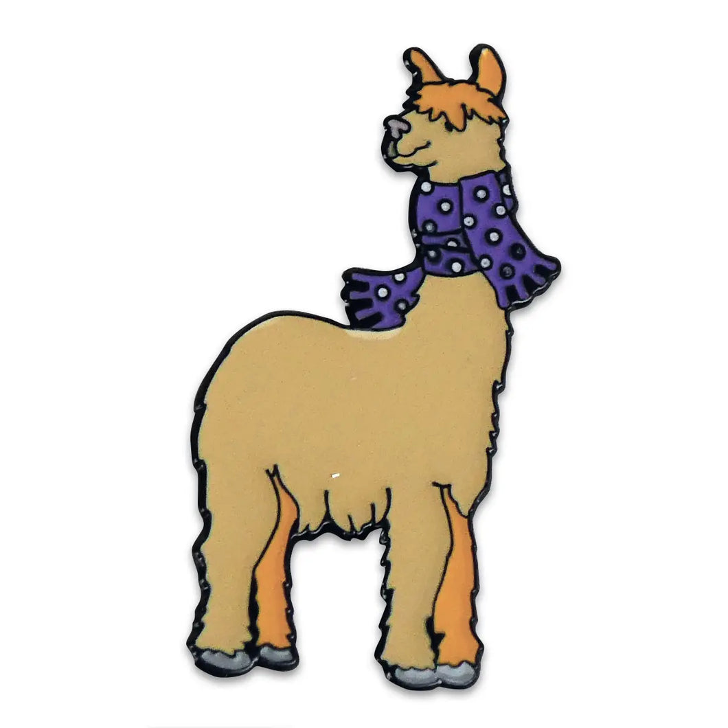 Alpaca with a Purple scarf Enamel Pin