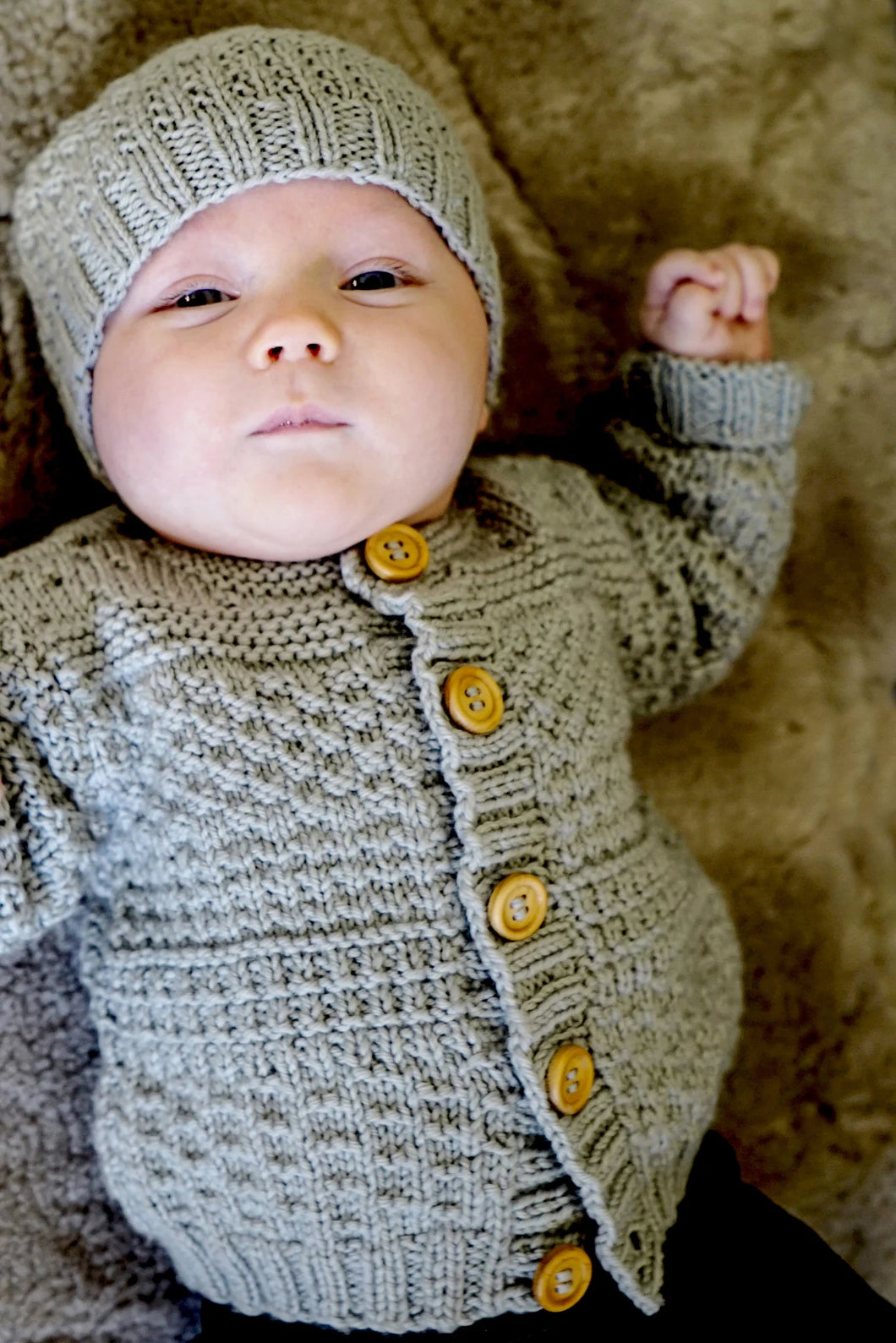 Austin Baby Cardigan and Beanie knitting pattern