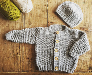 Austin Baby Cardigan and Beanie knitting pattern