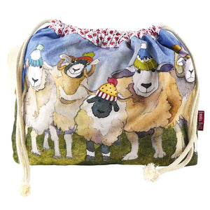 happy sheep drawstring project bag