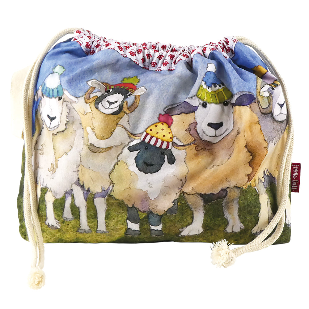 happy sheep drawstring project bag