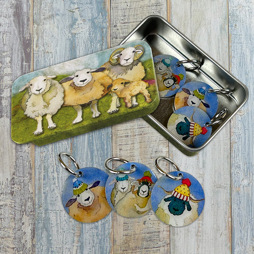 Happy Sheep Stitch Markers in A tin